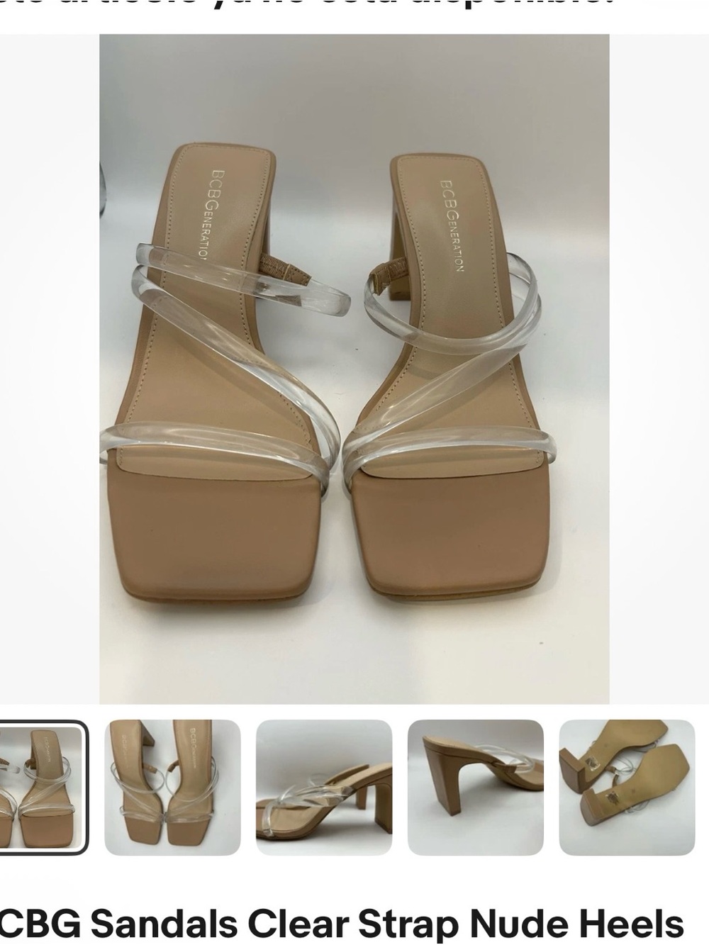 T.J.Maxx Nude Block Heel Sandals with Clear Straps